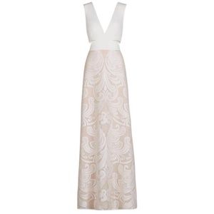 BCBGMAXAZRIA Marilyne Swirl White Gown